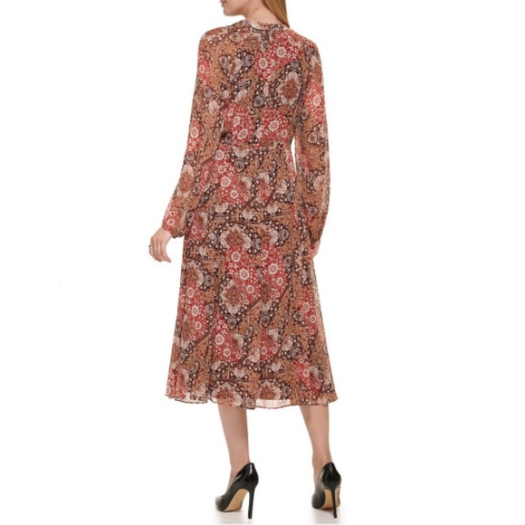 Tommy Hilfiger Tapestry Paisley Smocked Fit & Flare Dress - Picture 3 of 4